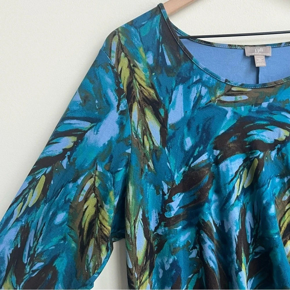 J. Jill Wearever Dress Long Sleeve Stretch Ruched Draped Feather Size 2X - Picture 9 of 13